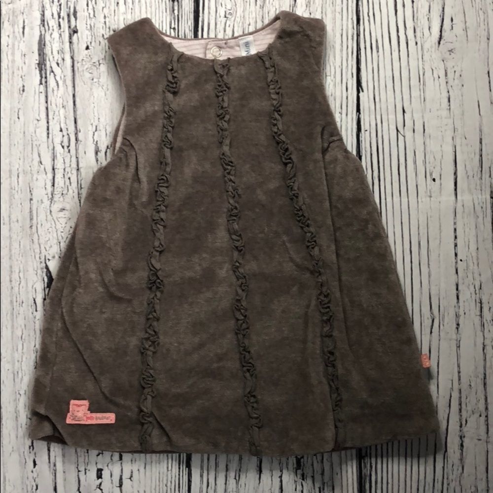 Souris mini thick velour ruffle warm dress 12 m